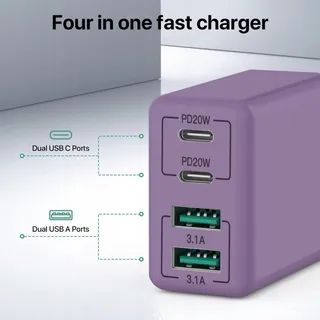 SCCVEE USB C Oplader 40W 4 Poorten Snellader iPhone Android — miniatuur 3