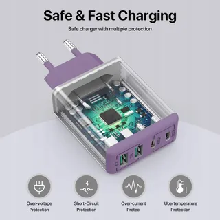 SCCVEE USB C Oplader 40W 4 Poorten Snellader iPhone Android — miniatuur 4