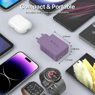 SCCVEE USB C Oplader 40W 4 Poorten Snellader iPhone Android — miniatuur 6