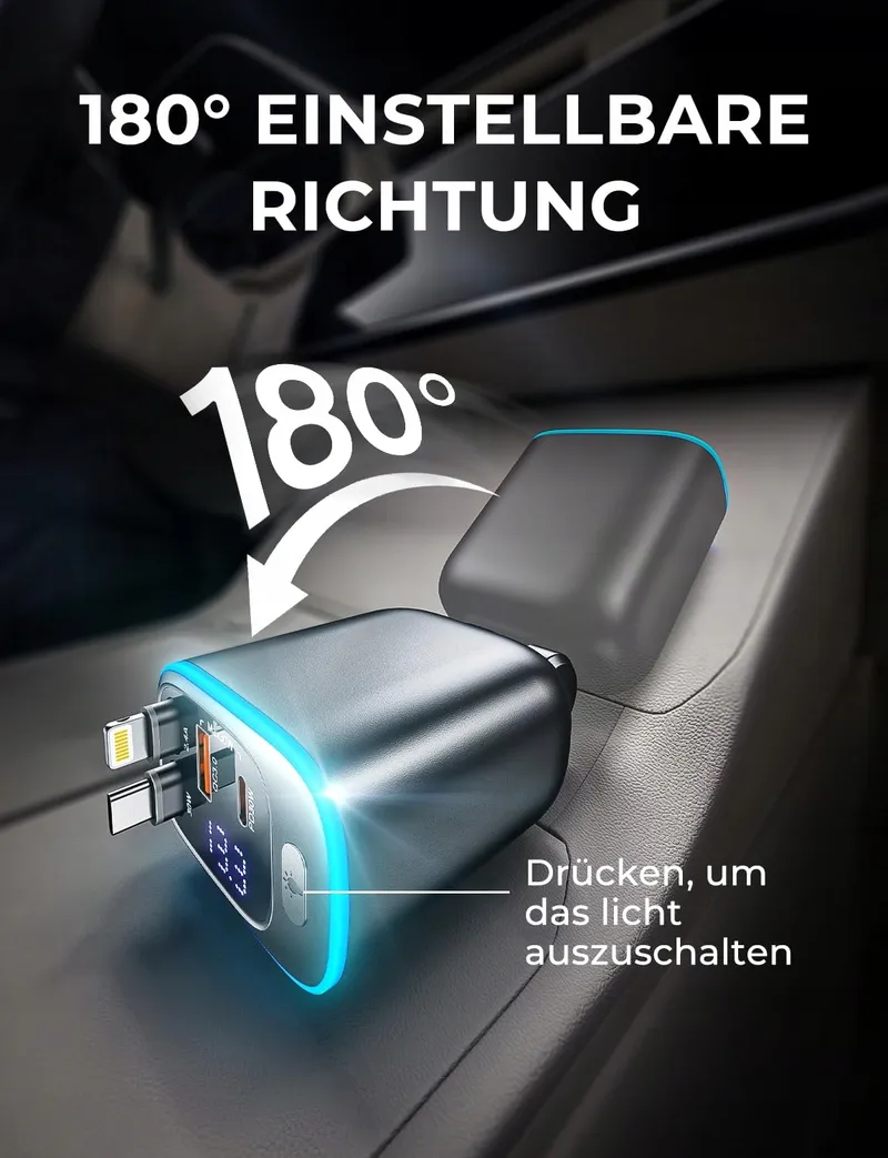 ROLGNO Autolader 72W 4 Poorten USB C iPhone Galaxy — foto 5