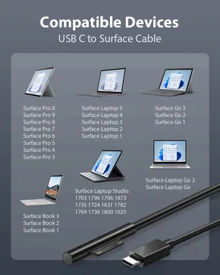 USB-C Oplader 65W met Surface Kabel Pro Go Laptop Book — miniatuur 5