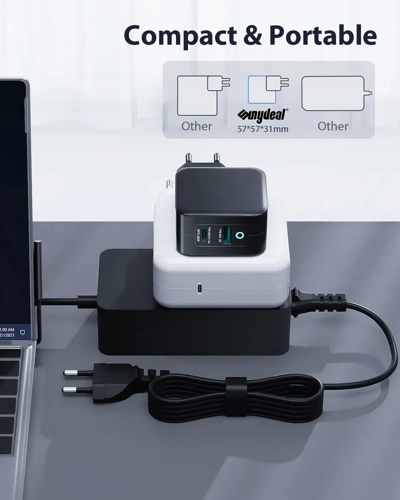 USB-C Oplader 65W met Surface Kabel Pro Go Laptop Book — foto 3