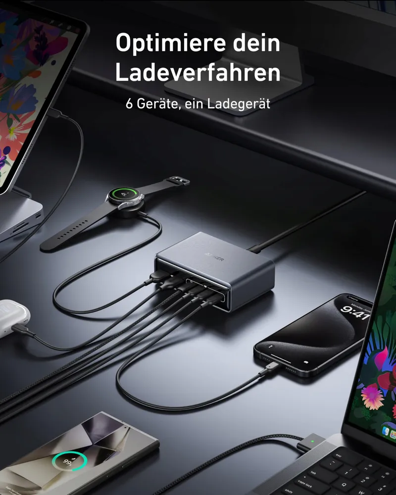 ANKER Prime 200W USB-C Oplader GaN 6 Poorten PD Laptops Bureau — foto 4