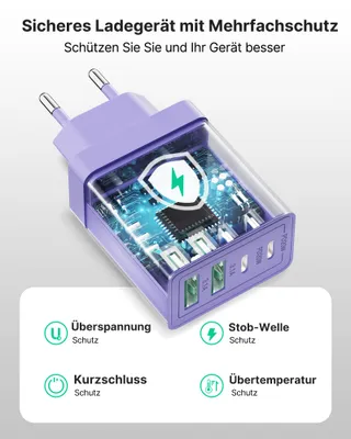 AIONEUS USB C 4-Poorts 40W Snellader USB-C USB-A iPhone — miniatuur 4