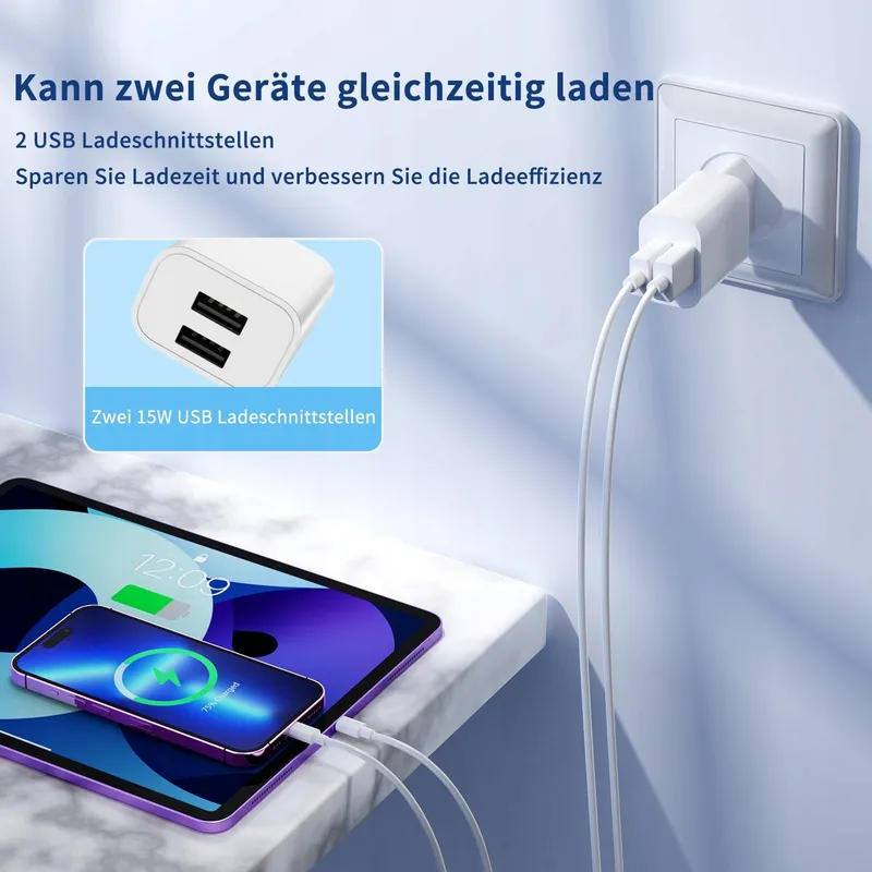 Set van 4 USB Opladers iPhone 16 15 14 Plus Pro Max Android — foto 4
