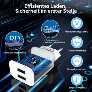 Set van 4 USB Opladers iPhone 16 15 14 Plus Pro Max Android — miniatuur 2