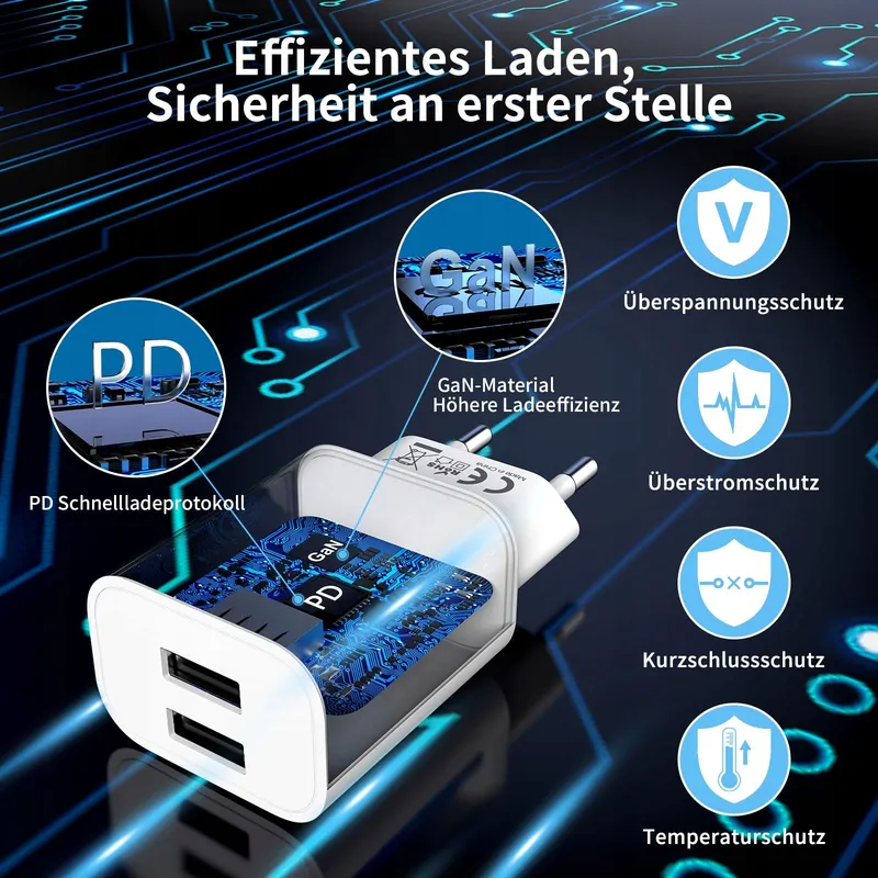 Set van 4 USB Opladers iPhone 16 15 14 Plus Pro Max Android — foto 2