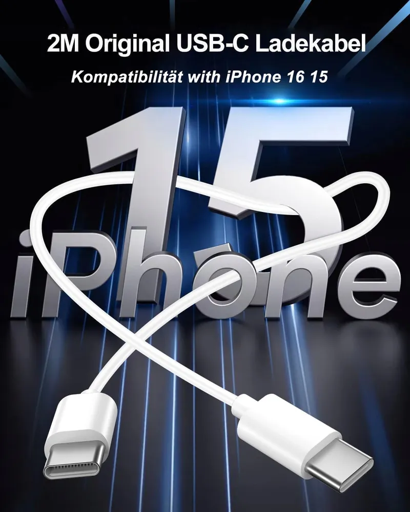 USB C Oplader met Kabel iPhone 16 15 Pro Max iPad 2024 — foto 4