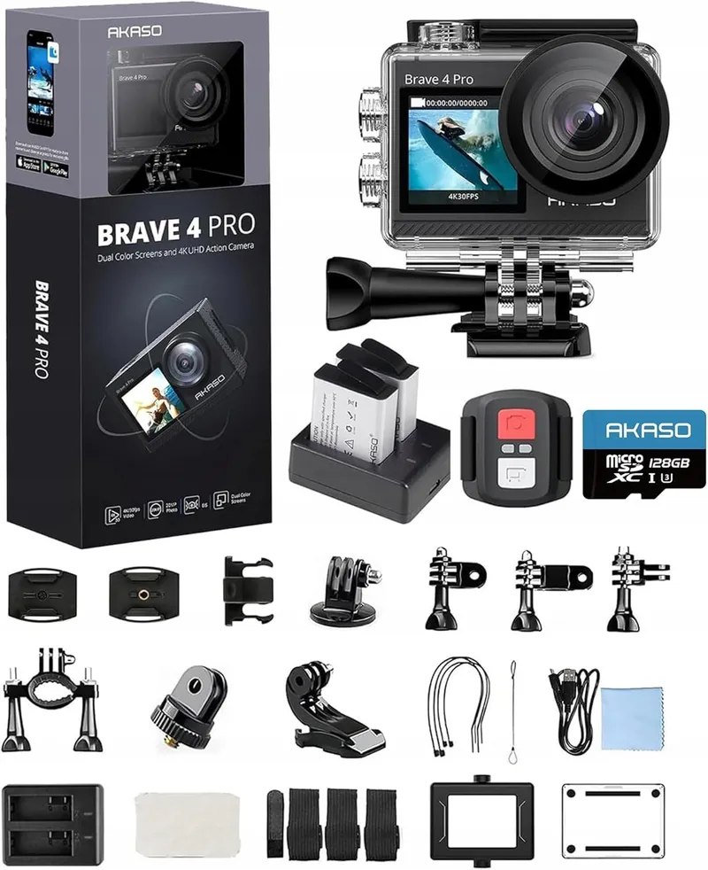 AKASO Brave 4 Pro Actiecamera 4K 30FPS 20MP 128GB 40M — foto 1