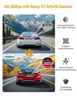 GKU Dashcam 4K 2.5K Voor Achter WiFi GPS 64GB STARVIS Nachtzicht — miniatuur 3