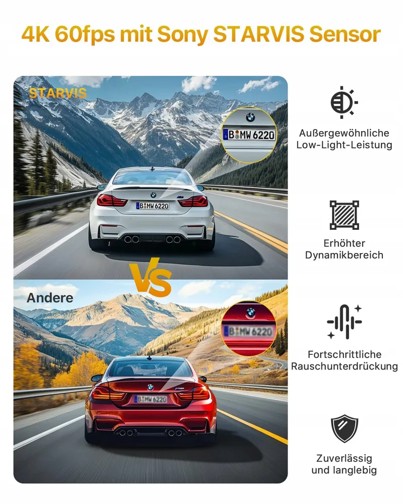 GKU Dashcam 4K 2.5K Voor Achter WiFi GPS 64GB STARVIS Nachtzicht — foto 3