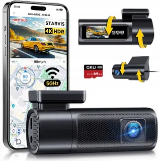 GKU Dashcam 4K 2.5K Voor Achter WiFi GPS 64GB STARVIS Nachtzicht — miniatuur 1