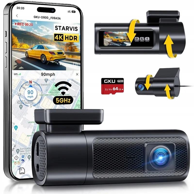 GKU Dashcam 4K 2.5K Voor Achter WiFi GPS 64GB STARVIS Nachtzicht — foto 1