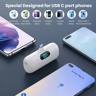 FEOB Power Bank USB C 5000mAh Snel Opladen LCD Samsung — miniatuur 3