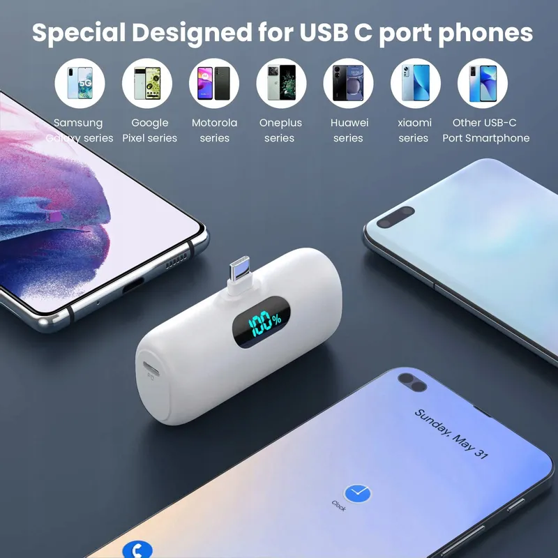 FEOB Power Bank USB C 5000mAh Snel Opladen LCD Samsung — foto 3
