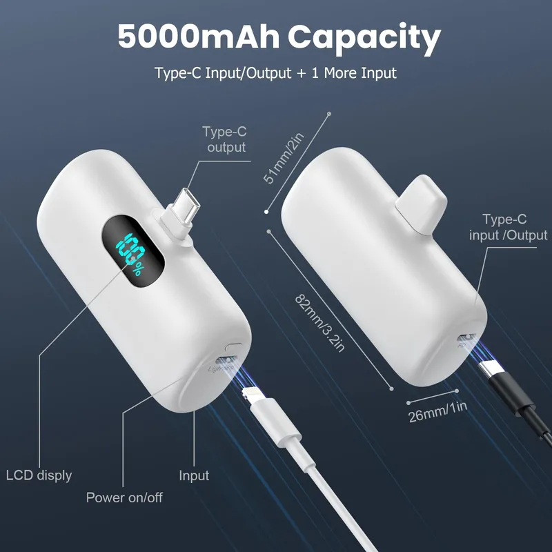 FEOB Power Bank USB C 5000mAh Snel Opladen LCD Samsung — foto 4