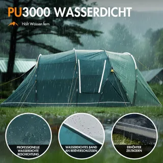 PORTAL Tunneltent 5-6 Personen Waterdicht 3000mm Familietent — miniatuur 4