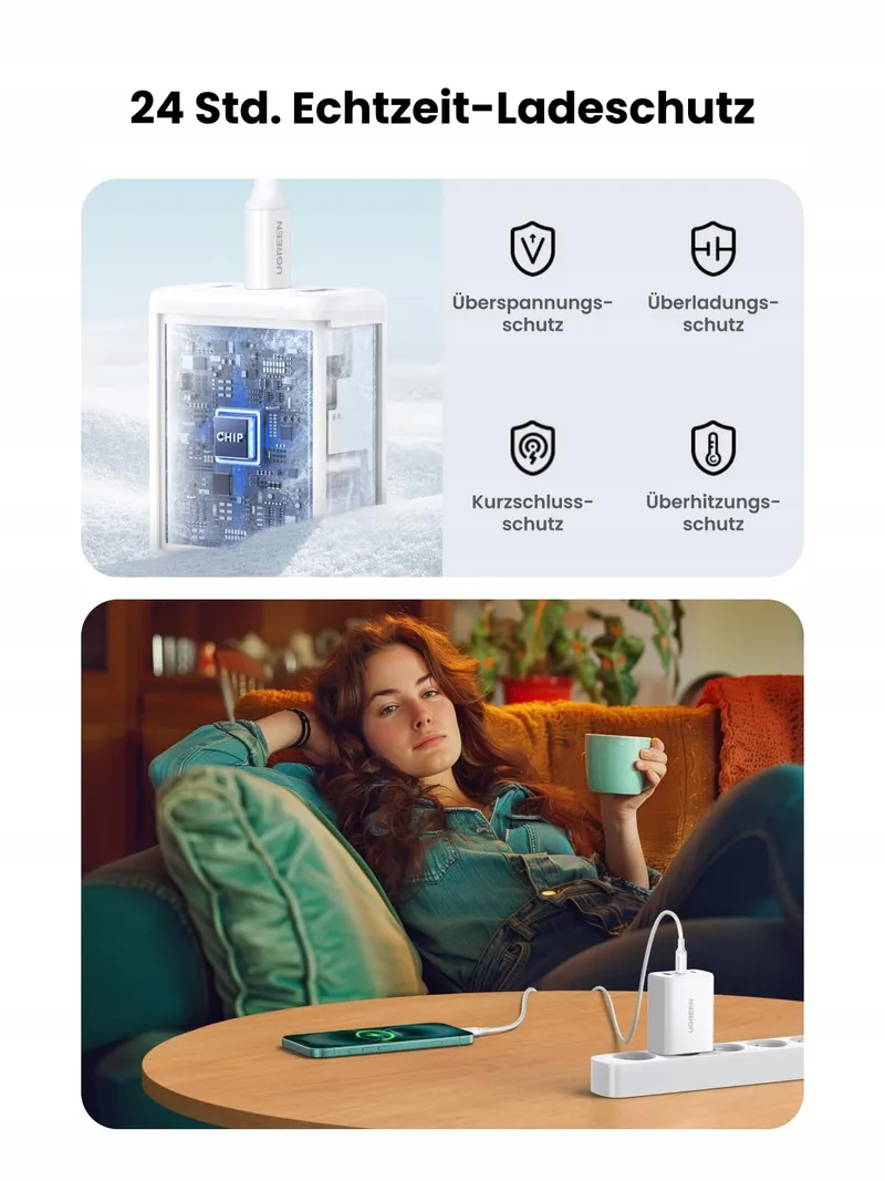 UGREEN USB C Oplader 65W 3-Poorts PPS Snellader — foto 5