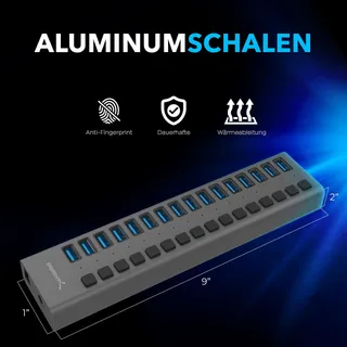 SABRENT HB-PU16 2-in-1 USB Hub Oplader 90W Schakelaars — miniatuur 5