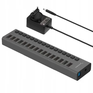 SABRENT HB-PU16 2-in-1 USB Hub Oplader 90W Schakelaars — miniatuur 1