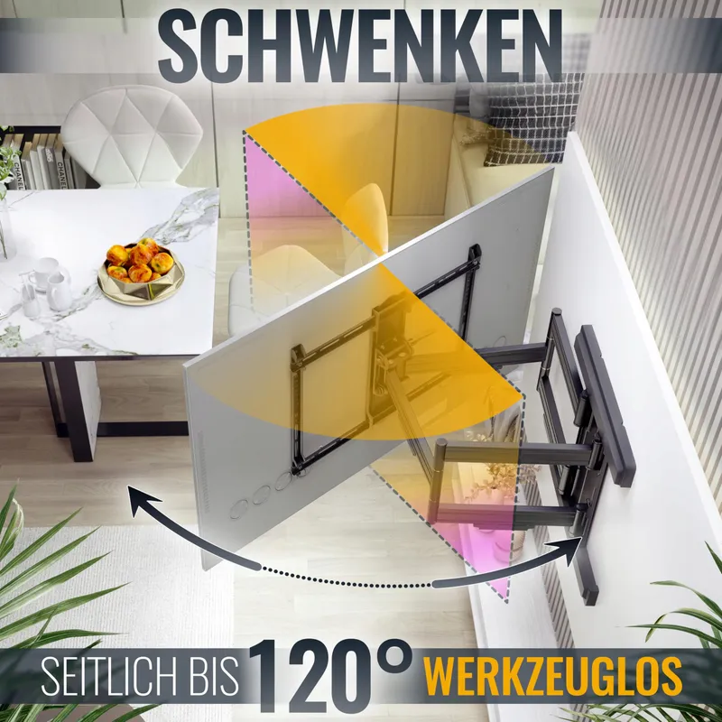 RICOO TV Wandbeugel Draaibaar 65-110 Inch 70kg VESA 600x400 Versie 2 — foto 2