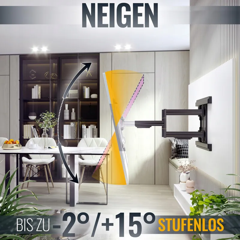RICOO TV Wandbeugel Draaibaar 65-110 Inch 70kg VESA 600x400 Versie 2 — foto 3