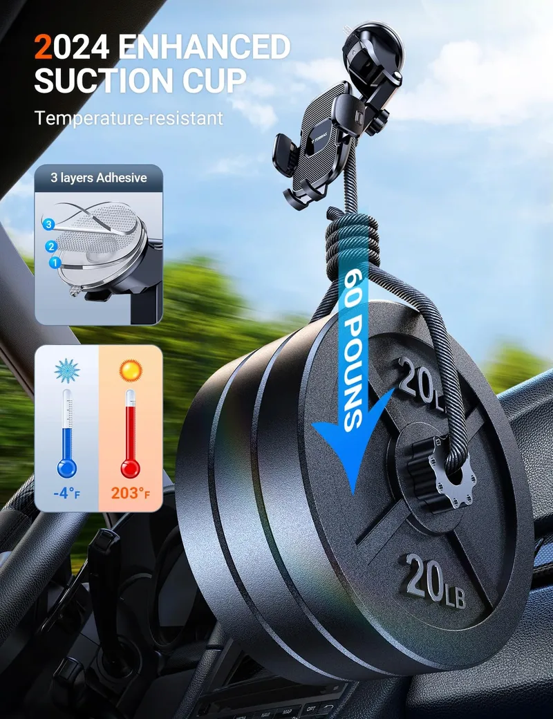 TORRAS Autohouder 3-in-1 Telefoon Voorruit Ventilatierooster — foto 4
