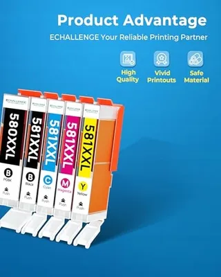 ECHALLENGE PGI-580XXL CLI-581XXL Inkt Compatibel Canon TS TR 15 Stuks — miniatuur 2