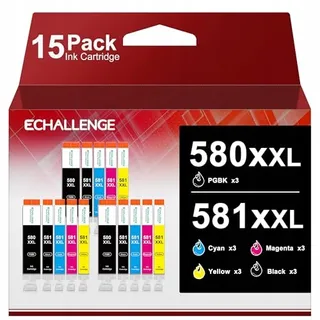 ECHALLENGE PGI-580XXL CLI-581XXL Inkt Compatibel Canon TS TR 15 Stuks — miniatuur 1