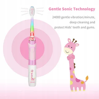 SEAGO Elektrische Tandenborstel Kinderen 3-12 Jaar 8 Koppen Roze — miniatuur 6