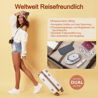 NEWBEALER Mini Reisstrijkijzer 220V/120V Compact Geen Stoom Zilver — miniatuur 2