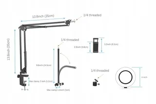 Overhead Statief met Ringlicht Telefoon Camera Streaming — miniatuur 5