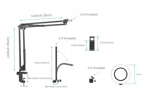 Overhead Statief met Ringlicht Telefoon Camera Streaming — foto 5