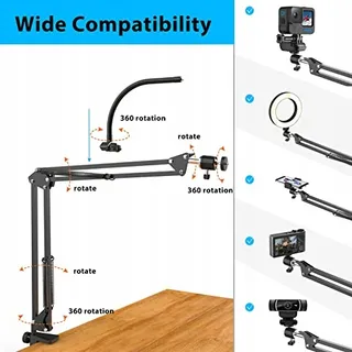 Overhead Statief met Ringlicht Telefoon Camera Streaming — miniatuur 7