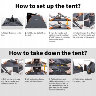 AMFLIP Camping Tent Automatisch 2 Personen Pop Up Licht Waterdicht — miniatuur 8
