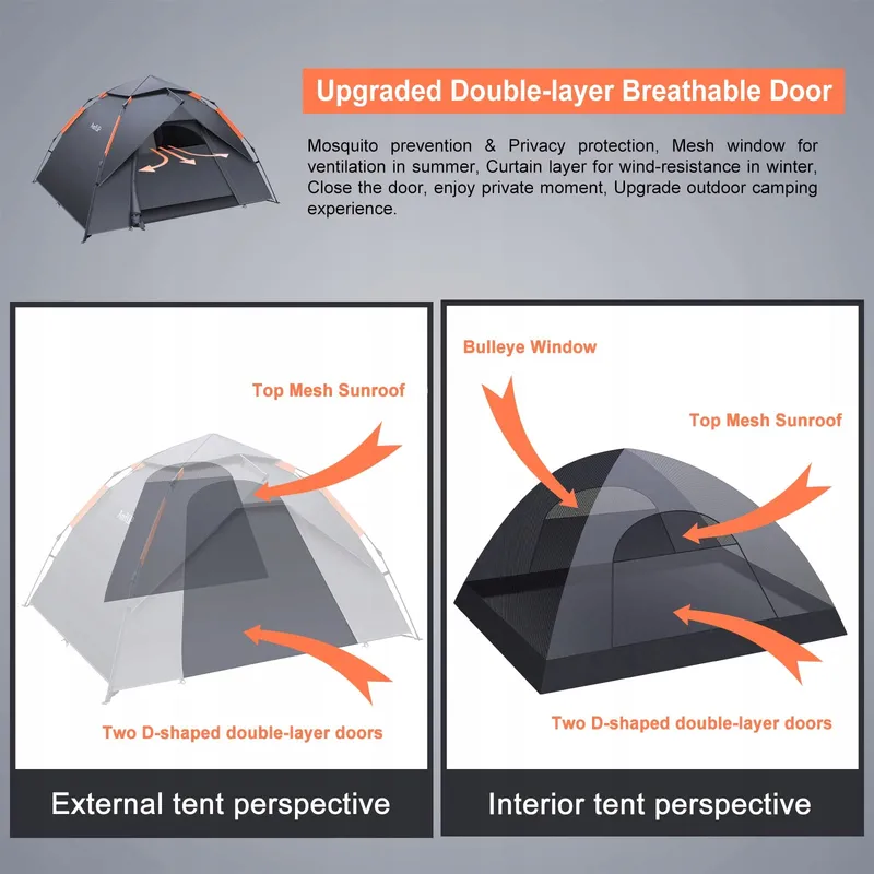AMFLIP Camping Tent Automatisch 2 Personen Pop Up Licht Waterdicht — foto 4