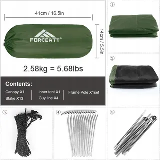 FORCEATT Koepeltent 2-4 Personen Waterdicht Ultralicht — miniatuur 5