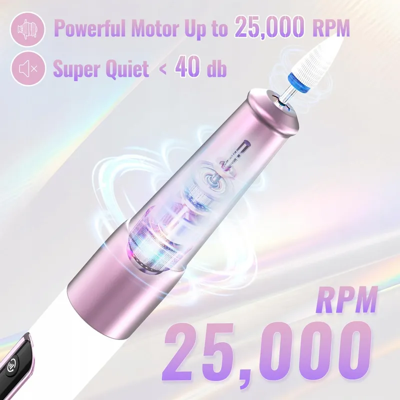 DENABUTY Draadloze Nagelvijl 12-in-1 25000 RPM LED — foto 3