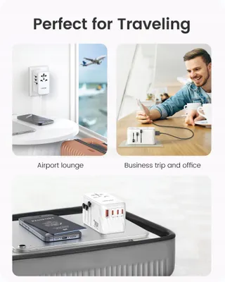 LENCENT Reisadapter 140W GaN3 Universeel 3x USB-C 1x USB-A — miniatuur 7