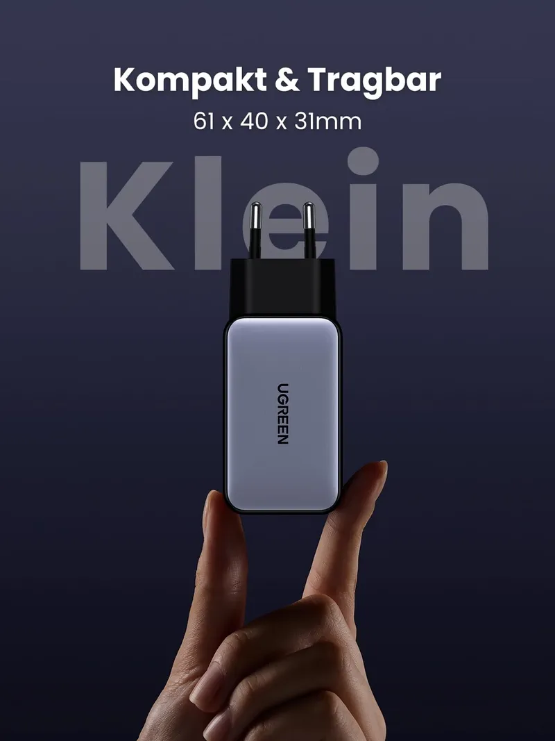 UGREEN Nexode USB C Oplader 65W GaN 3 USB-C Poorten — foto 6