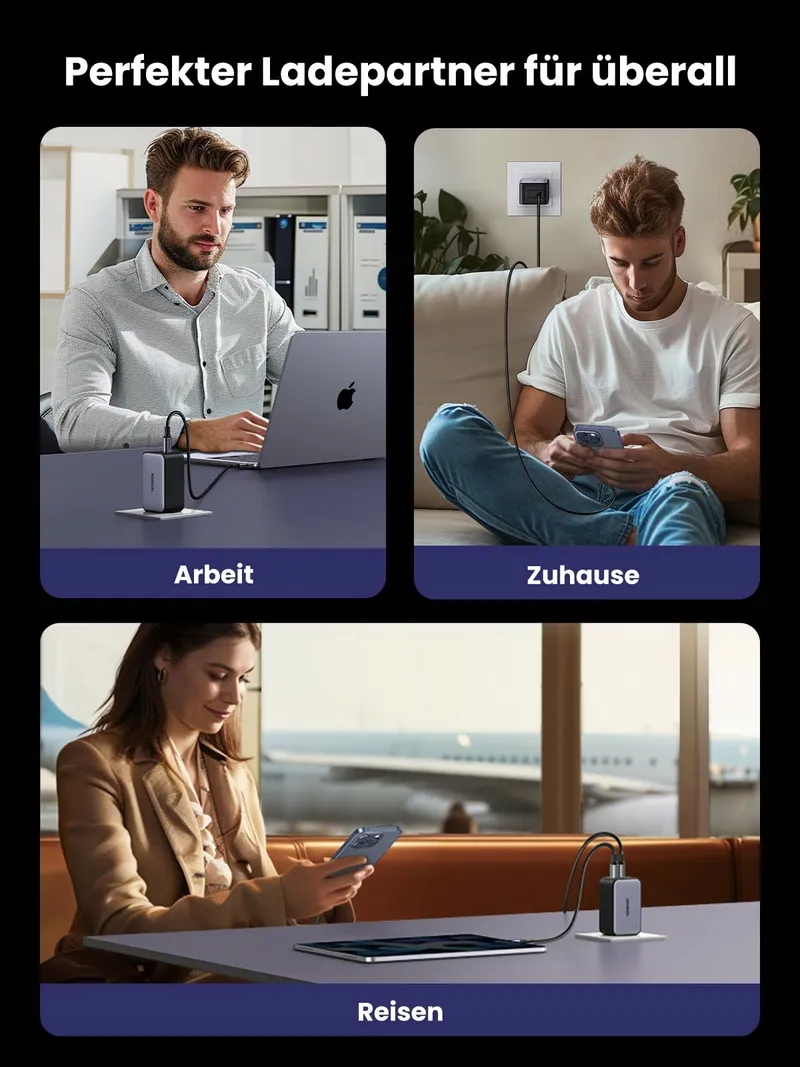UGREEN Nexode USB C Oplader 65W GaN 3 USB-C Poorten — foto 8