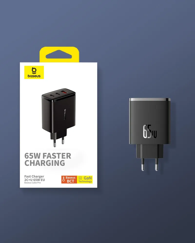 BASEUS USB C Lader 65W 3-Poorts GaN Snelladen MacBook iPhone — foto 2