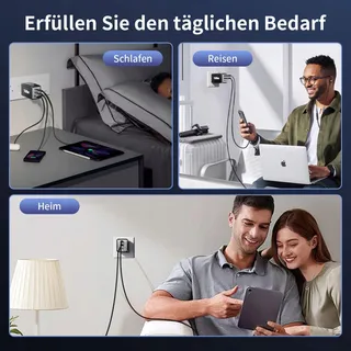 HSSNS 160W USB-C Oplader 3-Port GaN MacBook iPad iPhone — miniatuur 5