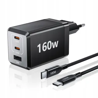 HSSNS 160W USB-C Oplader 3-Port GaN MacBook iPad iPhone — miniatuur 1