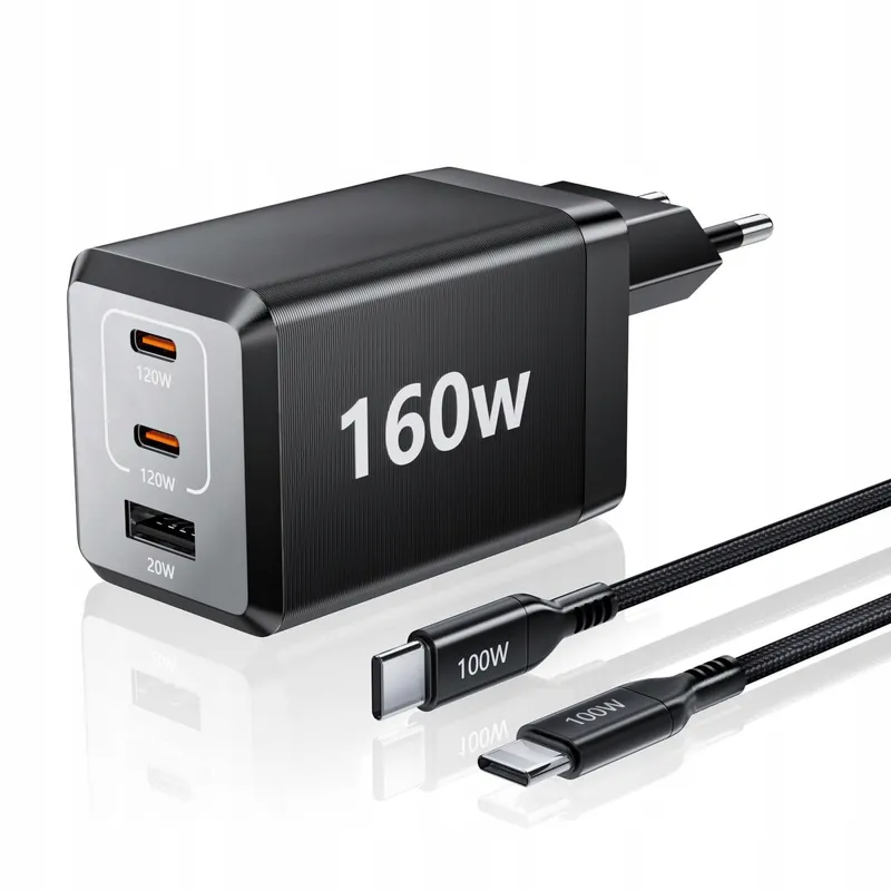HSSNS 160W USB-C Oplader 3-Port GaN MacBook iPad iPhone — foto 1