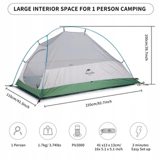 NATUREHIKE Cloud Up 1 Ultralichte Tent 4 Seizoenen Groen — miniatuur 2
