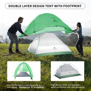 NATUREHIKE Cloud Up 1 Ultralichte Tent 4 Seizoenen Groen — miniatuur 3
