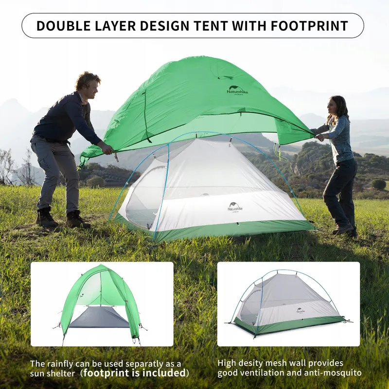 NATUREHIKE Cloud Up 1 Ultralichte Tent 4 Seizoenen Groen — foto 3