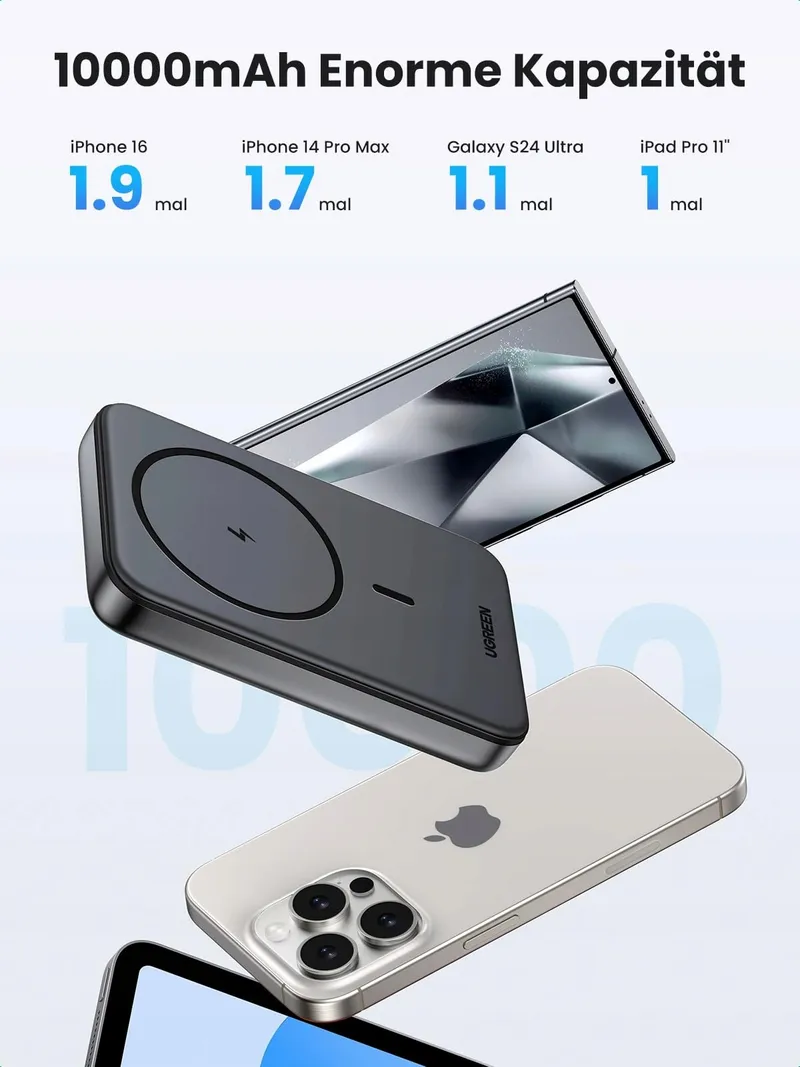 UGREEN Nexode 10000mAh MagSafe Powerbank USB-C 20W iPhone 16/15/14 — foto 5