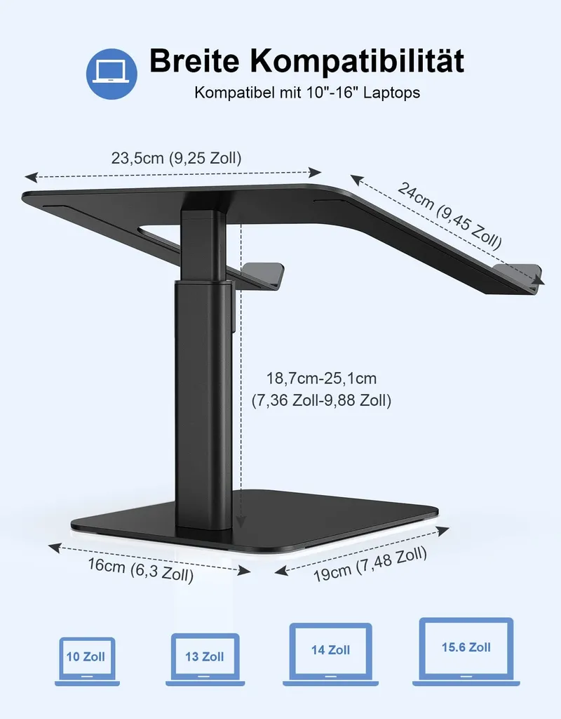 BABACOM Laptopstandaard Verstelbaar Aluminium Koelend 10-16 Inch — foto 6